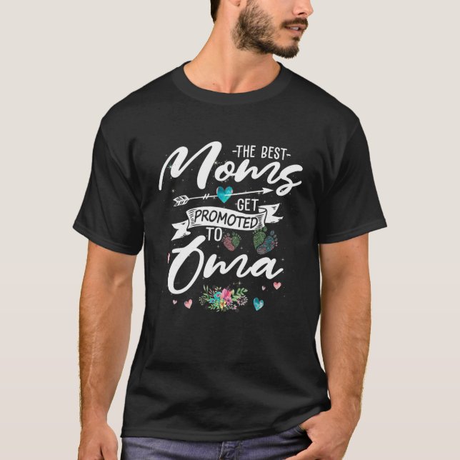 T-shirt Les Meilleures Moms Sont Promues À Oma Funny Flora (Devant)