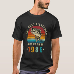 T-shirt Les Meilleurs Pêcheurs Sont Nés En 1986 Pêche Vint