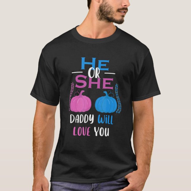 T-shirt Les Mens Lui Ou Elle Papa Vous Aimera Genre Révéle (Devant)