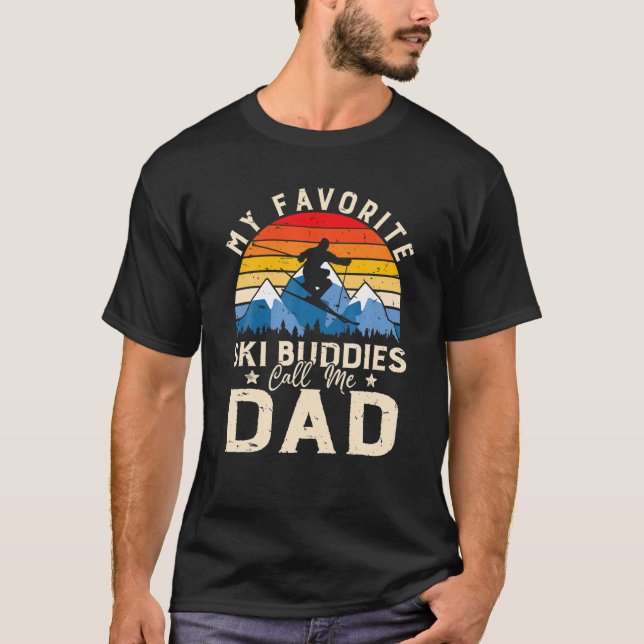 T-shirt Les Mens Skiant Mes Amoureux De Ski Préférés Appel (Devant)
