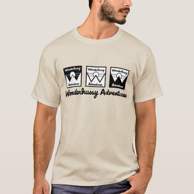 T-shirt Les Mens Tri-Logo de Wonderhussy Adventures (Devant)