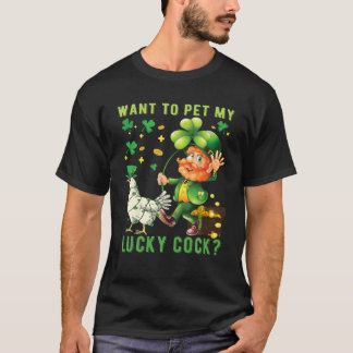 T-shirt Les Mens-Voulaient Pet Mon Lucky-Cock Funny St Pat