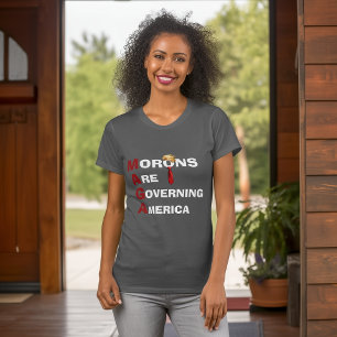 T-shirt Les morons gouvernent l'Amérique en gris politique