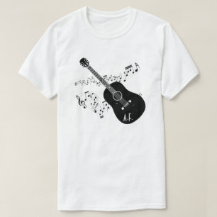 T-shirt Les notes de guitare acoustique et de musique ont