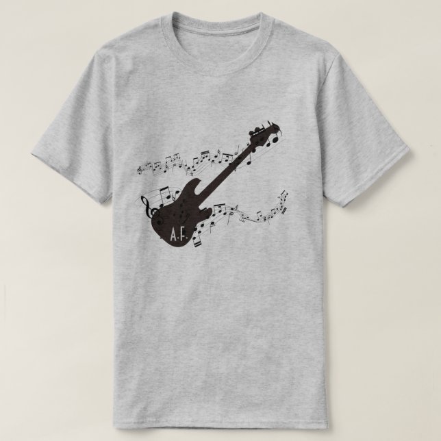 T-shirt Les notes de guitare électrique et de musique ont (Design devant)