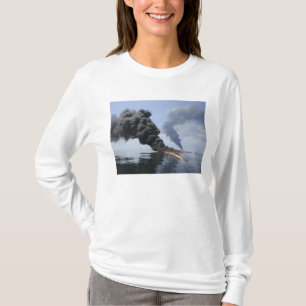 T-shirt Les nuages foncés de la fumée et du feu émergen