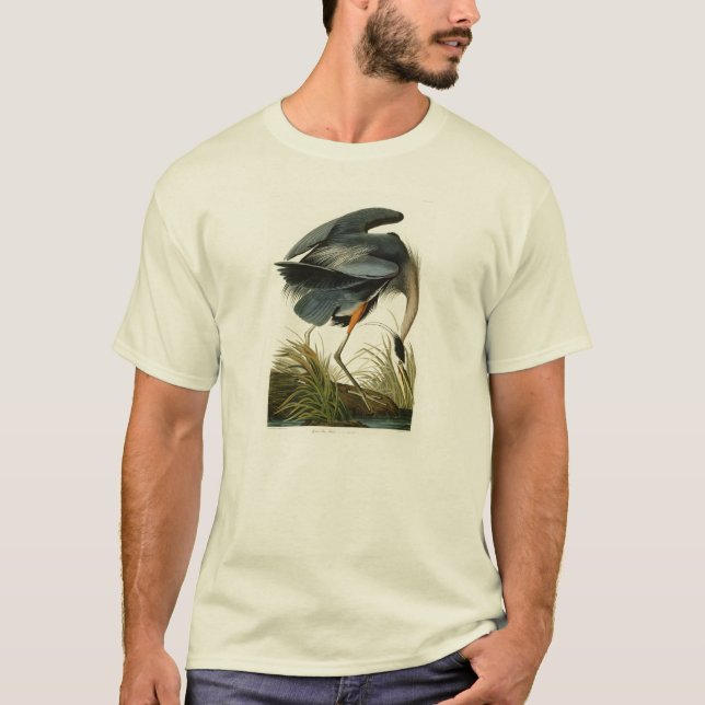 T-shirt Les oiseaux de John Audubon de héron de grand bleu (Devant)