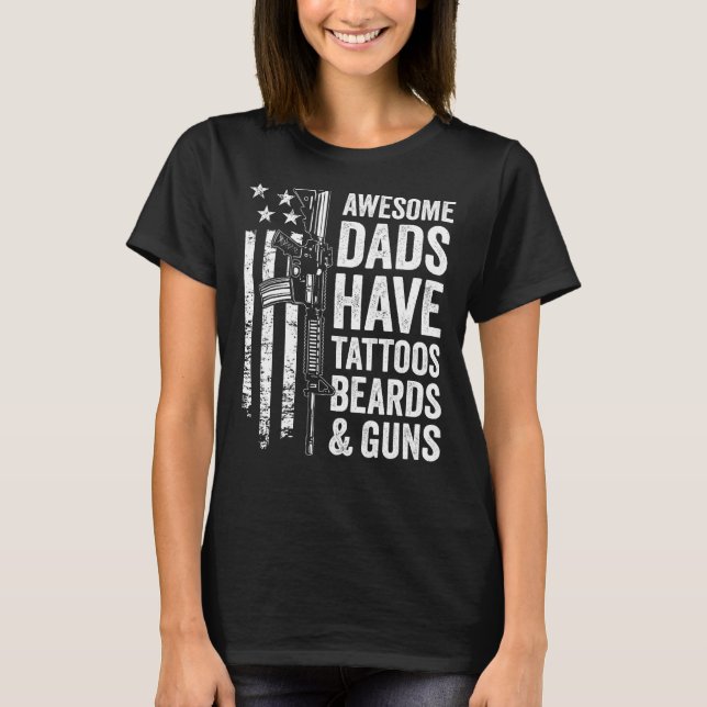 T-shirt Les papas fantastiques ont Tattoos Les ours et les (Devant)