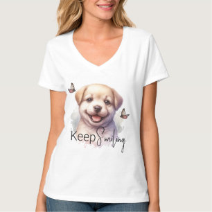 T-shirt Les Papillons À Chiot Continuent À Sourire Personn