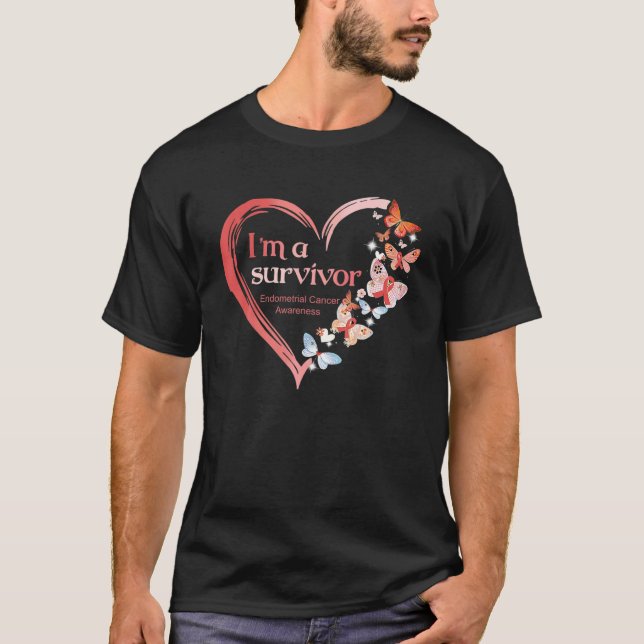 T-shirt Les Papillons Aiment Je Suis Un Cancer De L'Endomè (Devant)