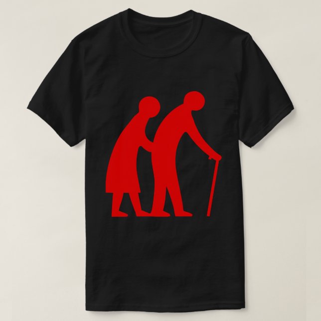 T-shirt Les personnes âgées de PRÉCAUTION - poteau de (Design devant)
