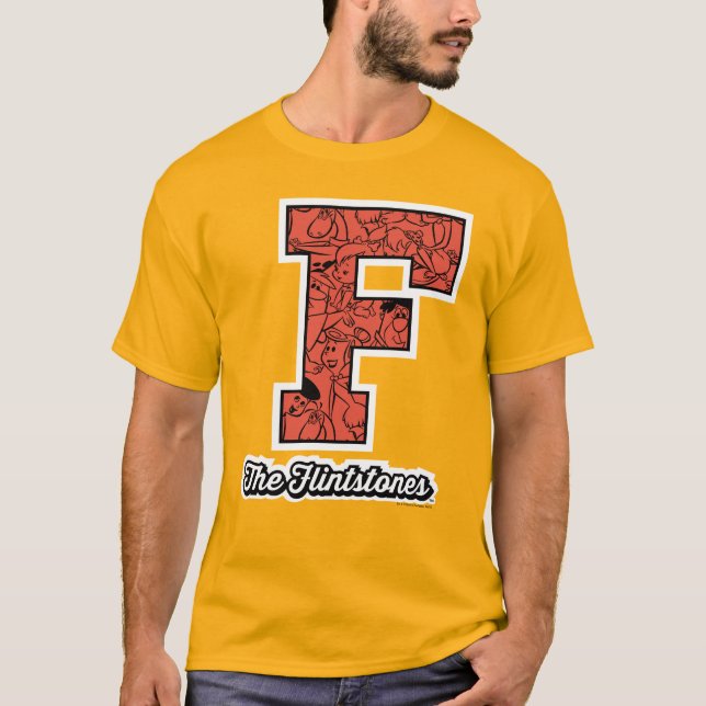 T-shirt Les Pierrafeu | Monogramme de style collégial (Devant)