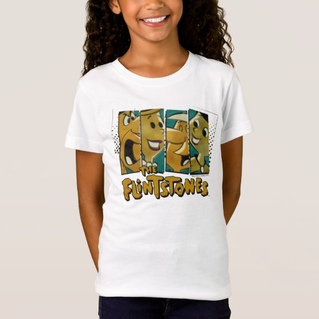 T-Shirt Les Pierrafeu | Panneaux de caractères Retro Comic (Devant)