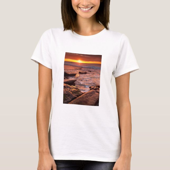 T-shirt Les piscines à marée au coucher du soleil, Califor (Devant)