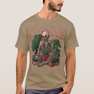 T-shirt Les plantes sont ma vie Skeleton aime jardiner