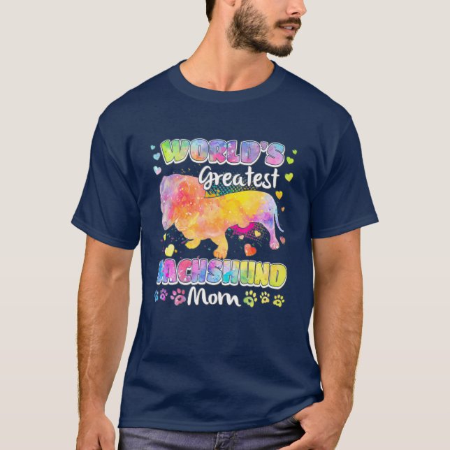 T-shirt Les Plus Grandes Couleurs Dachshund Du Monde Pour  (Devant)