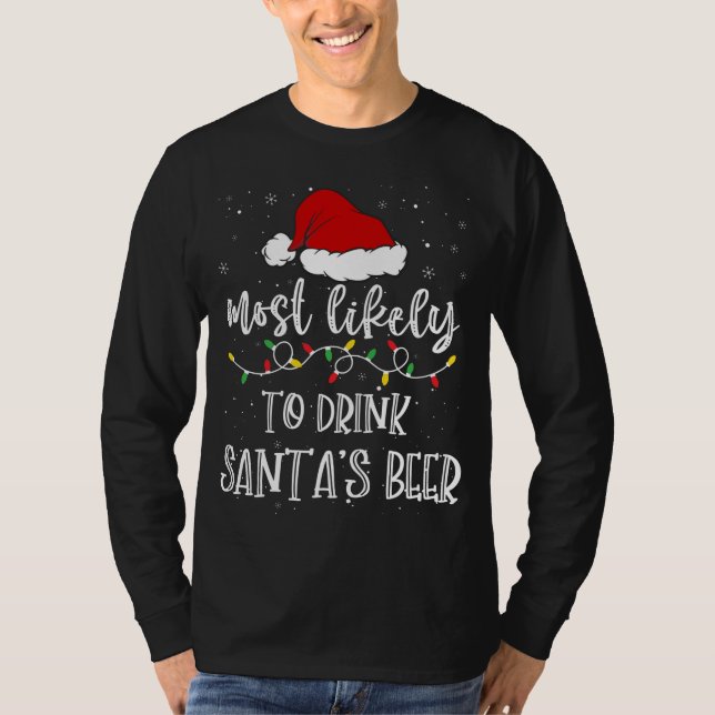 T-shirt Les Plus Probables De Boire Père Noël Bière Santa  (Devant)