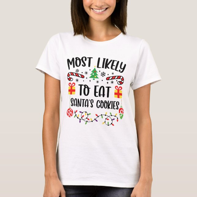 T-shirt Les Plus Susceptibles De Manger Des Cookies Père N (Devant)