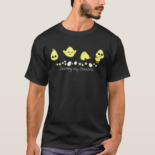 T-shirt Les poulets et les canards comptent mes poulets en (Devant)