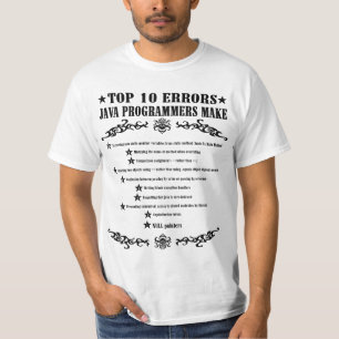 T-shirt Les programmeurs de Java d'erreurs de Top Ten font