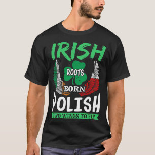 T-shirt Les Racines Irlandaises Nées En Pologne Deux Aile