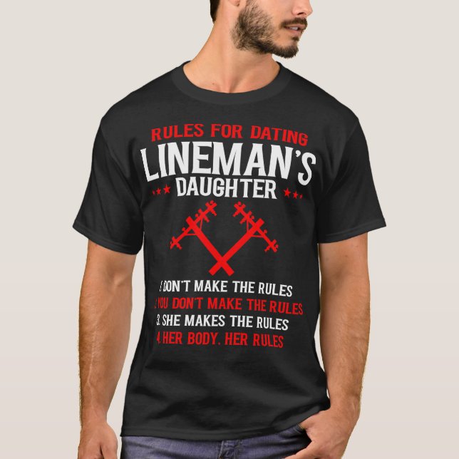T-shirt Les règles de la fille de Lineman (Devant)