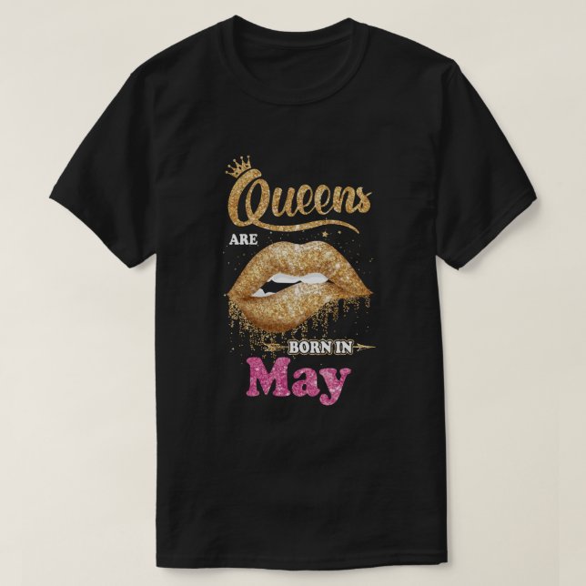 T-shirt Les Reines Noires Lipstick Sont Nées En Mai Annive (Design devant)