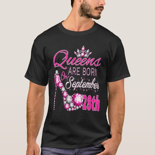 T-shirt Les Reines Sont Nées Le 28 Septembre Virgo Libra Q (Devant)
