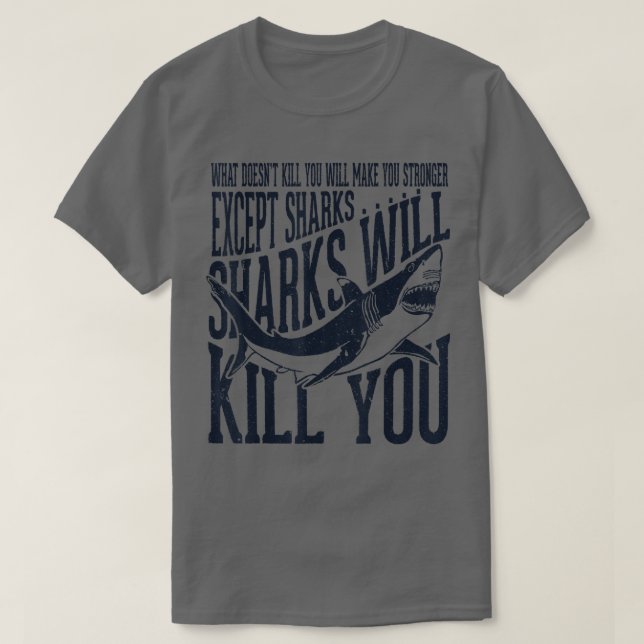 T-shirt Les requins amusants vont vous tuer TGreat White S (Design devant)