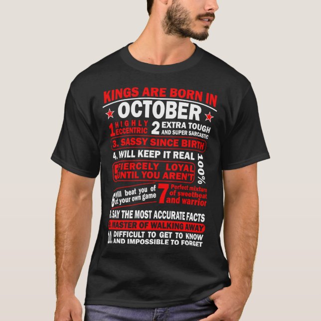 T-shirt Les Rois Loyaux Sassy naissent en octobre, le mois (Devant)