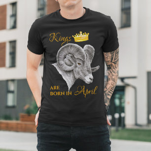 T-shirt Les rois sont nés en avril Aries Zodiac Ram Couron