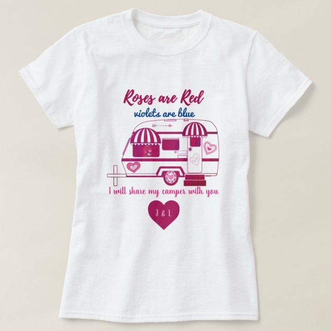 T-shirt Les Roses de Camper Trailer sont Red Valentine (Design devant)