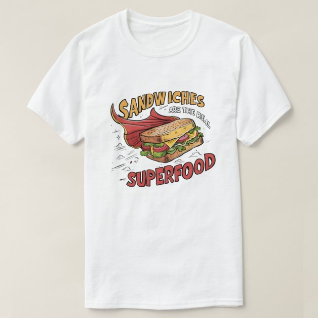 T-shirt Les sandwichs sont le vrai Superfood - Superhero S (Design devant)