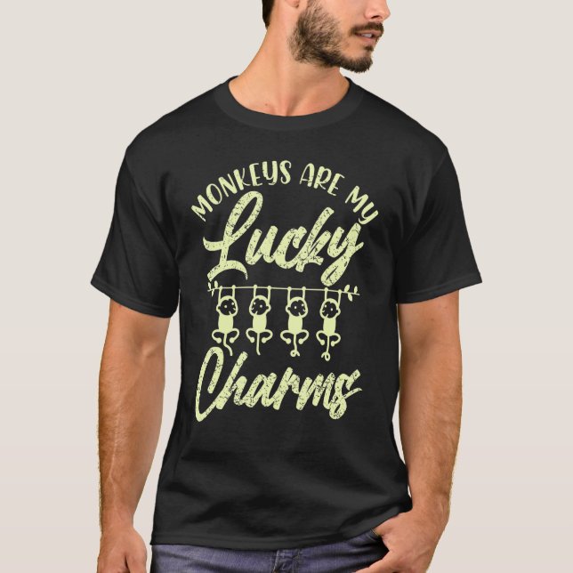 T-shirt Les singes sont mes charmes chanceux animal (Devant)