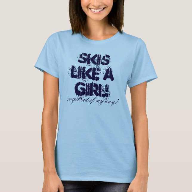 T-shirt Les skis aiment une fille ! Pièce en t (Devant)