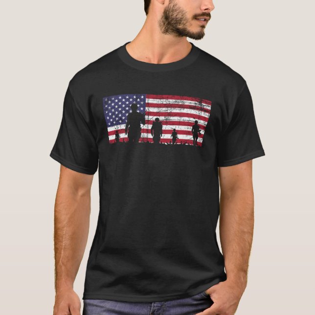 T-shirt Les Soldats Du Drapeau Américain (Devant)