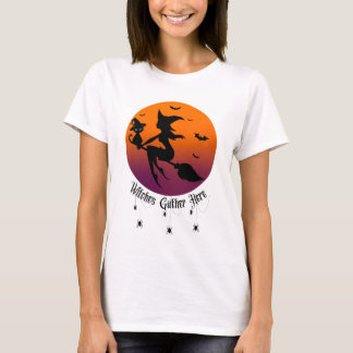 T-shirt Les sorcières se rassemblent ici Araignées Hallow