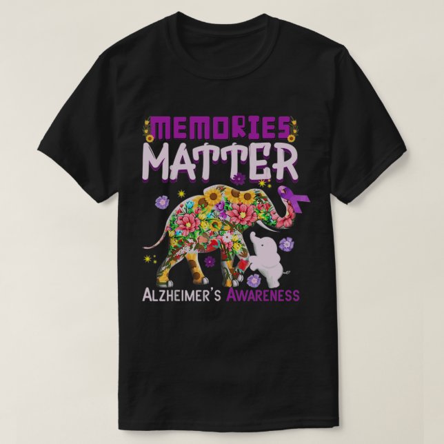 T-shirt Les souvenirs des éléphants comptent Alzheimer Alz (Design devant)