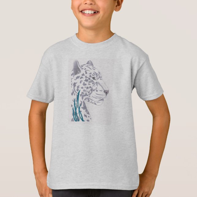 T-shirt Les t de l'enfant blanc de léopard (Devant)