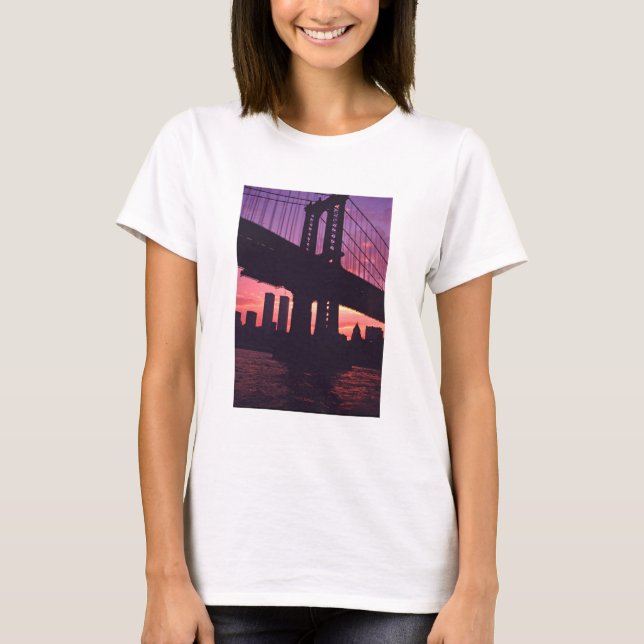 T-shirt Les Tours Jumelles Et La Tour Du Pont De Manhattan (Devant)