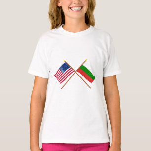 T-shirt Les USA et drapeaux croisés par Bulgarie