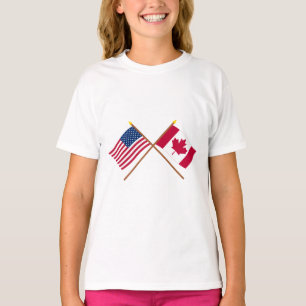 T-shirt Les USA et drapeaux croisés par Canada