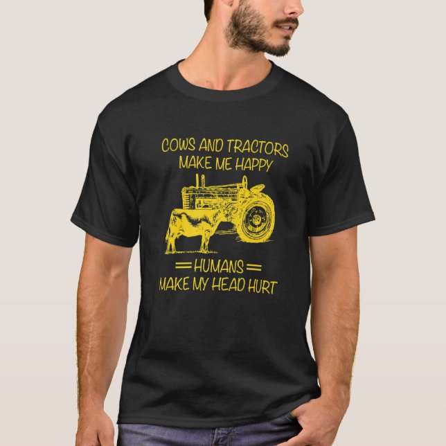 T-shirt Les Vaches Et Les Tracteurs Font De Joyeux Humains (Devant)