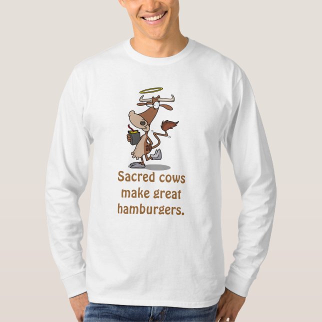 T-shirt Les vaches sacrées font de grands hamburgers (Devant)