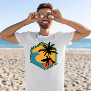 T-shirt Les vagues appellent je dois aller plage abstrait 