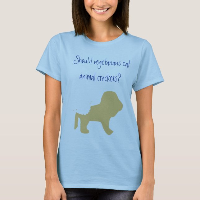 T-shirt Les végétariens mangent les biscuits animaux ? (Devant)