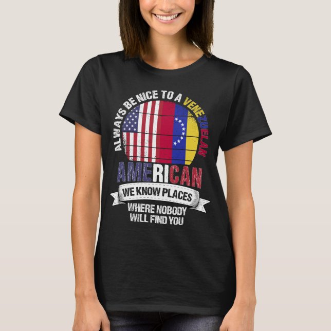 T-shirt Les Vénézuéliens Américains connaissent le Venezue (Devant)