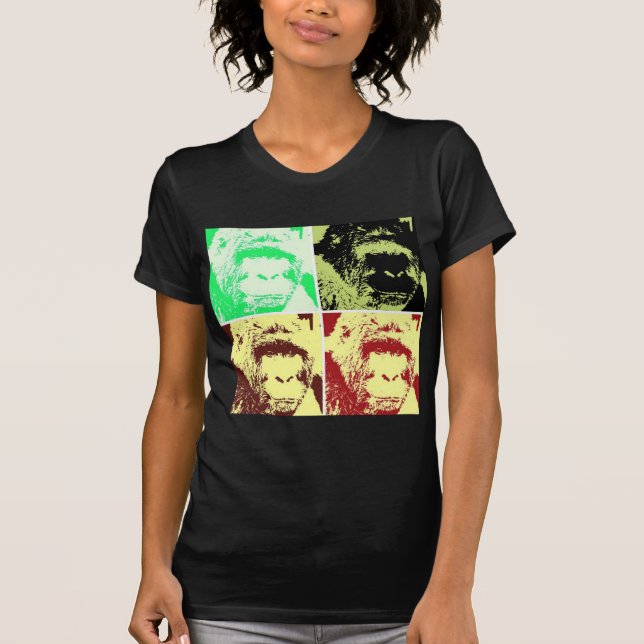 T-shirt Les visages de Gorilla Pop Art (Devant)