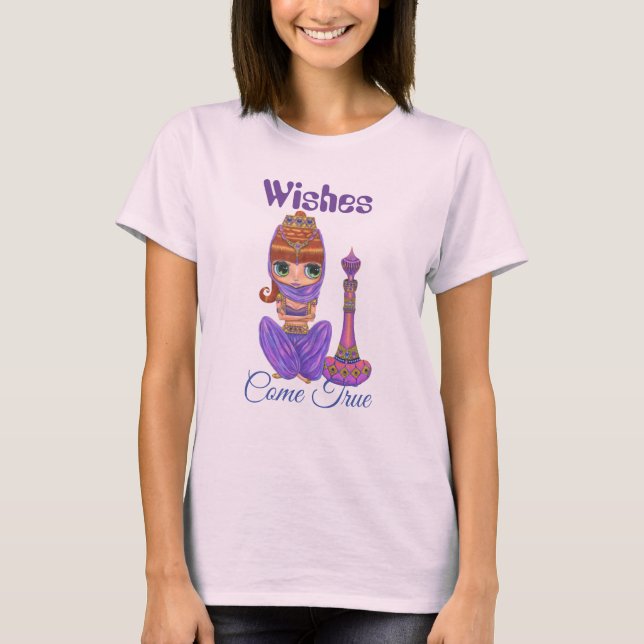 T-shirt Les voeux de la vraie bouteille magique de la fill (Devant)