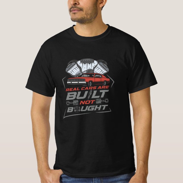 T-shirt Les Voitures Réelles Sont Construites Pas Acheté T (Devant)